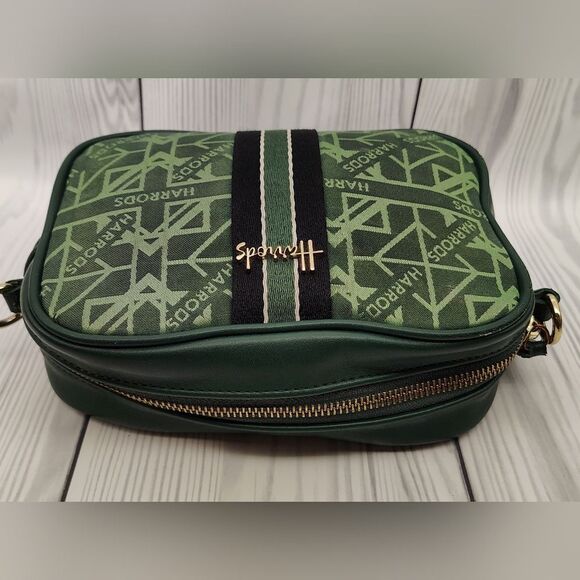 Harrods London Forest Green Logo Makeup Bag Cosmetic Case - Picture 6 of 16